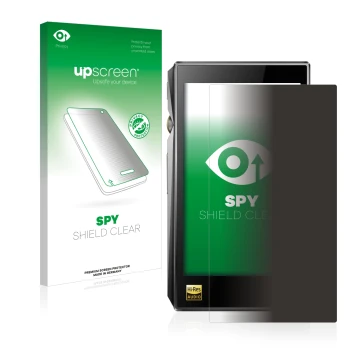Face avant d’un emballage produit avec le logo de la marque upscreen. À côté, l’appareil FiiO X5 III est représenté avec la pr