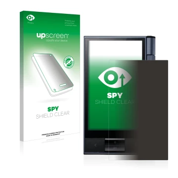 Face avant d’un emballage produit avec le logo de la marque upscreen. À côté, l’appareil Astell&Kern AK KANN est représenté av