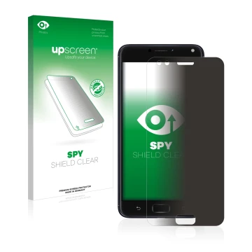 Face avant d’un emballage produit avec le logo de la marque upscreen. À côté, l’appareil ASUS ZenFone 4 ZE554KL est représenté