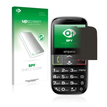 Face avant d’un emballage produit avec le logo de la marque upscreen. À côté, l’appareil Emporia Euphoria V50-3G est représent