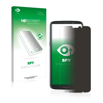 Face avant d’un emballage produit avec le logo de la marque upscreen. À côté, l’appareil Motorola Moto Z3 Play est représenté 
