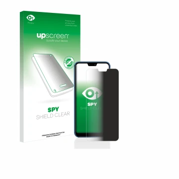 Face avant d’un emballage produit avec le logo de la marque upscreen. À côté, l’appareil Huawei P20 lite 2018 est représenté a