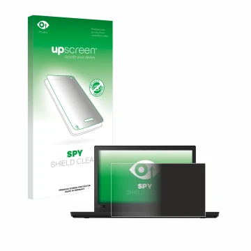 Face avant d’un emballage produit avec le logo de la marque upscreen. À côté, l’appareil Lenovo ThinkPad T480 est représenté a