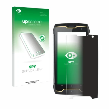 Face avant d’un emballage produit avec le logo de la marque upscreen. À côté, l’appareil Cubot King Kong est représenté avec l