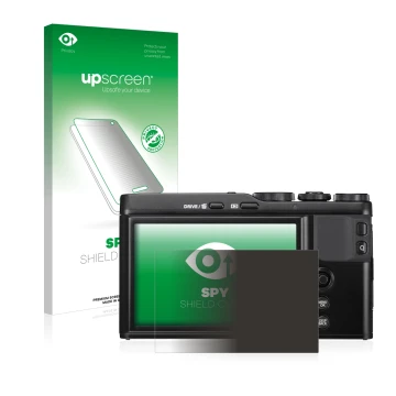 Face avant d’un emballage produit avec le logo de la marque upscreen. À côté, l’appareil Fujifilm XF10 est représenté avec la 