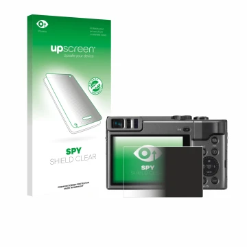 Face avant d’un emballage produit avec le logo de la marque upscreen. À côté, l’appareil Panasonic Lumix DC-TZ90 est représent