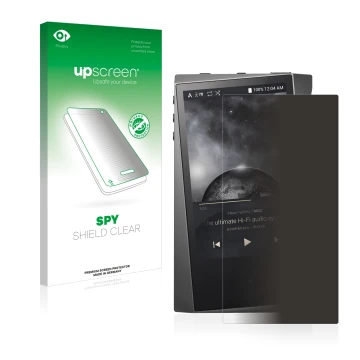 Face avant d’un emballage produit avec le logo de la marque upscreen. À côté, l’appareil Astell&Kern A&norma SR15 est représen