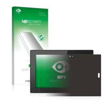 Face avant d’un emballage produit avec le logo de la marque upscreen. À côté, l’appareil Lenovo Tablet 10 (3ème Gen.) est repr