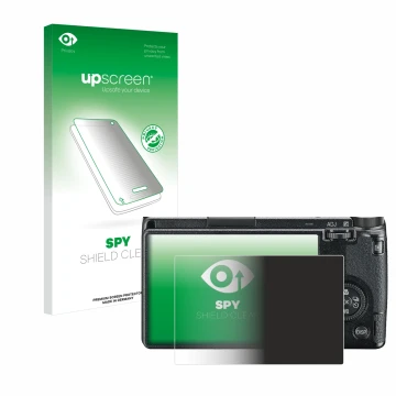 Face avant d’un emballage produit avec le logo de la marque upscreen. À côté, l’appareil Ricoh GR III 2019 R02010 est représen