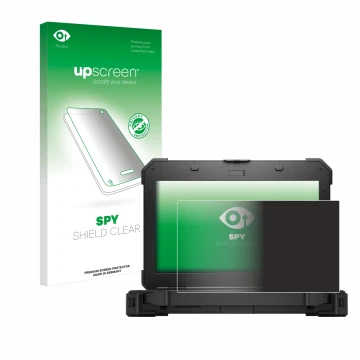 Face avant d’un emballage produit avec le logo de la marque upscreen. À côté, l’appareil Dell Latitude 5420 Rugged est représe