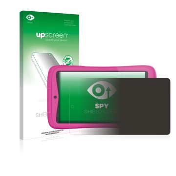 Face avant d’un emballage produit avec le logo de la marque upscreen. À côté, l’appareil Kurio Connect 7