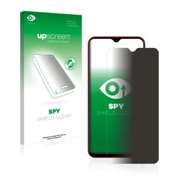 Face avant d’un emballage produit avec le logo de la marque upscreen. À côté, l’appareil Umidigi F1 est représenté avec la pro