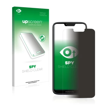 Face avant d’un emballage produit avec le logo de la marque upscreen. À côté, l’appareil Motorola Moto G7 Power est représenté