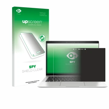 Face avant d’un emballage produit avec le logo de la marque upscreen. À côté, l’appareil HP EliteBook x360 1030 G3 est représe