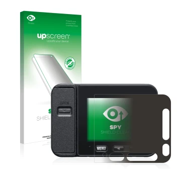 Face avant d’un emballage produit avec le logo de la marque upscreen. À côté, l’appareil Sony DSC-RX0M2 (RX0 II) est représent