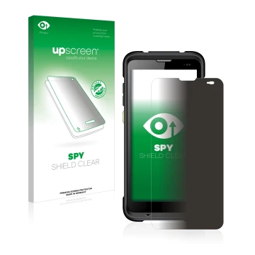 Face avant d’un emballage produit avec le logo de la marque upscreen. À côté, l’appareil Chainway C66 est représenté avec la p
