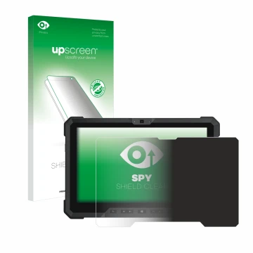 Face avant d’un emballage produit avec le logo de la marque upscreen. À côté, l’appareil Dell Latitude 12 Rugged 7212 est repr
