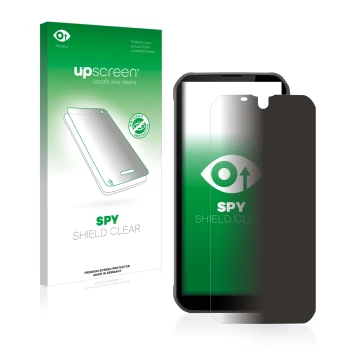 Face avant d’un emballage produit avec le logo de la marque upscreen. À côté, l’appareil Gigaset GX290 est représenté avec la 