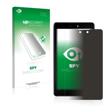 Face avant d’un emballage produit avec le logo de la marque upscreen. À côté, l’appareil Tecno DroiPad 7D est représenté avec 