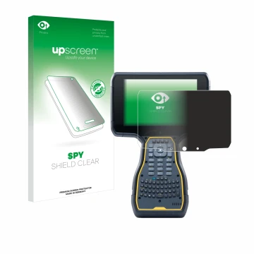 Face avant d’un emballage produit avec le logo de la marque upscreen. À côté, l’appareil Trimble TSC7 Controller est représent