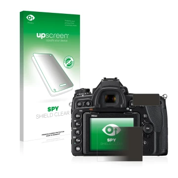 Face avant d’un emballage produit avec le logo de la marque upscreen. À côté, l’appareil Nikon D780 est représenté avec la pro