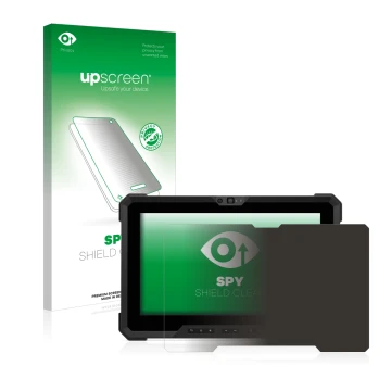 Face avant d’un emballage produit avec le logo de la marque upscreen. À côté, l’appareil Dell Latitude 7220EX Rugged Extreme e