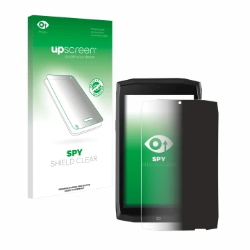 Face avant d’un emballage produit avec le logo de la marque upscreen. À côté, l’appareil Crosscall Core T4 est représenté avec