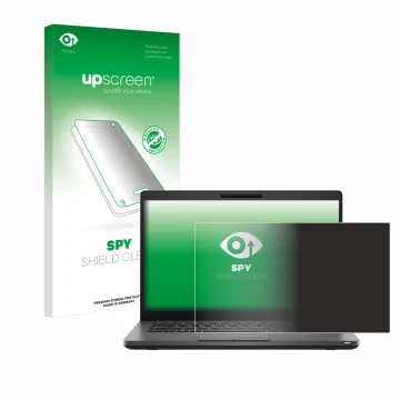 Face avant d’un emballage produit avec le logo de la marque upscreen. À côté, l’appareil Dell Latitude 5400 est représenté ave
