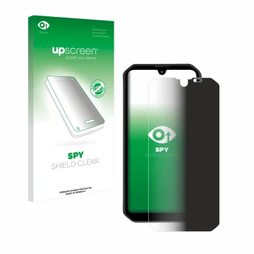 Face avant d’un emballage produit avec le logo de la marque upscreen. À côté, l’appareil Blackview BV9900 Pro est représenté a