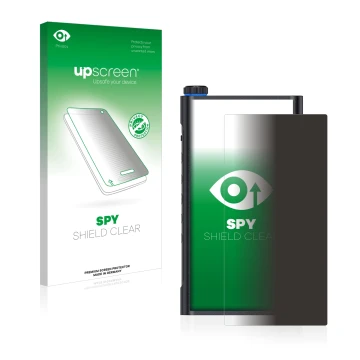 Face avant d’un emballage produit avec le logo de la marque upscreen. À côté, l’appareil FiiO M15 est représenté avec la prote