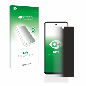 Face avant d’un emballage produit avec le logo de la marque upscreen. À côté, l’appareil Xiaomi Redmi Note 9S est représenté a