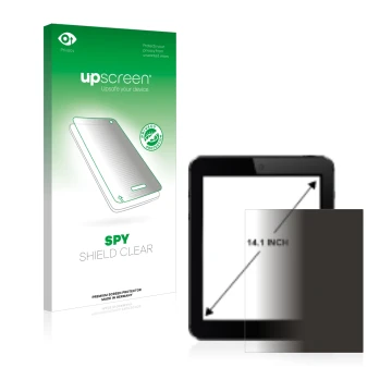Face avant d’un emballage produit avec le logo de la marque upscreen. À côté, l’appareil est représenté avec la protection d’é