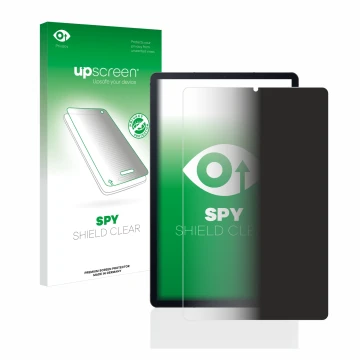 Face avant d’un emballage produit avec le logo de la marque upscreen. À côté, l’appareil Samsung Galaxy Tab S6 Lite WiFi 2020 