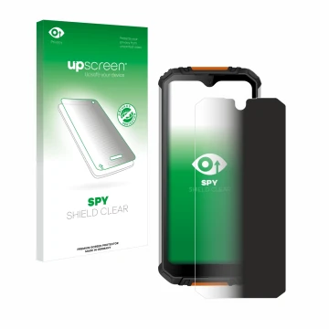 Face avant d’un emballage produit avec le logo de la marque upscreen. À côté, l’appareil Oukitel WP6 est représenté avec la pr