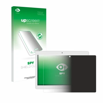 Face avant d’un emballage produit avec le logo de la marque upscreen. À côté, l’appareil Alldocube M5X Pro est représenté avec