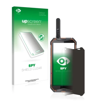 Face avant d’un emballage produit avec le logo de la marque upscreen. À côté, l’appareil Ulefone Armor 3w est représenté avec 