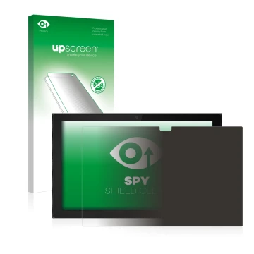 Face avant d’un emballage produit avec le logo de la marque upscreen. À côté, l’appareil Lenovo IdeaPad Duet 3i (en paysage) e