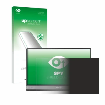Face avant d’un emballage produit avec le logo de la marque upscreen. À côté, l’appareil ASUS ZenScreen MB16AC est représenté 