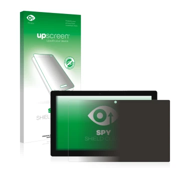 Face avant d’un emballage produit avec le logo de la marque upscreen. À côté, l’appareil Chuwi UBook 11.6