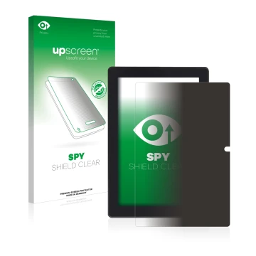 Face avant d’un emballage produit avec le logo de la marque upscreen. À côté, l’appareil Simbans Tangotab 10