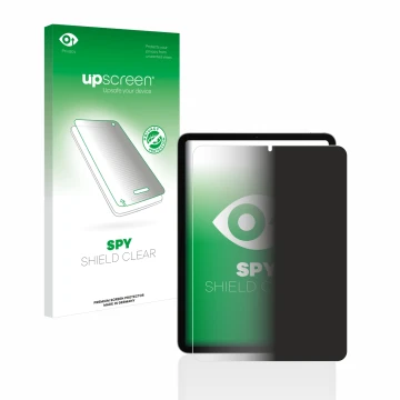 Face avant d’un emballage produit avec le logo de la marque upscreen. À côté, l’appareil Apple iPad Air 4 WiFi 2020 (4ème Gen.