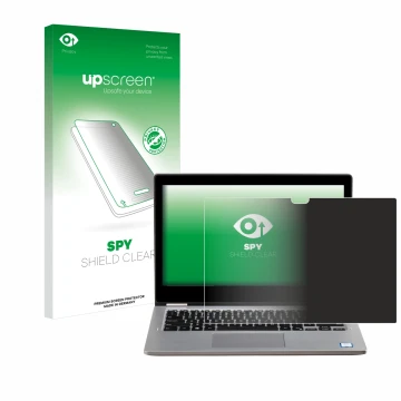 Face avant d’un emballage produit avec le logo de la marque upscreen. À côté, l’appareil Dell Latitude 3310 2-in-1 est représe
