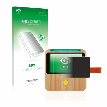 Face avant d’un emballage produit avec le logo de la marque upscreen. À côté, l’appareil tigerbox Touch est représenté avec la