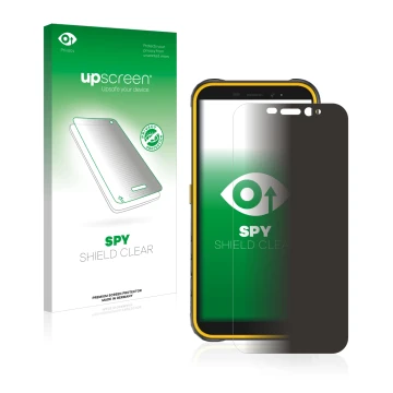 Face avant d’un emballage produit avec le logo de la marque upscreen. À côté, l’appareil Ulefone Armor X8 est représenté avec 
