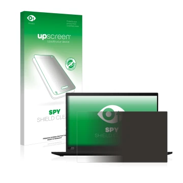 Face avant d’un emballage produit avec le logo de la marque upscreen. À côté, l’appareil Lenovo ThinkPad X1 Carbon (8ème Gen.)