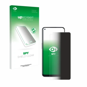 Face avant d’un emballage produit avec le logo de la marque upscreen. À côté, l’appareil OnePlus Nord N10 5G est représenté av