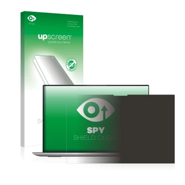 Face avant d’un emballage produit avec le logo de la marque upscreen. À côté, l’appareil Dell XPS 17 9700 touch est représenté