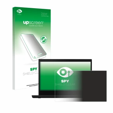 Face avant d’un emballage produit avec le logo de la marque upscreen. À côté, l’appareil Lenovo ThinkPad L14 est représenté av