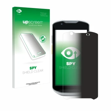 Face avant d’un emballage produit avec le logo de la marque upscreen. À côté, l’appareil Zebra TC57x est représenté avec la pr