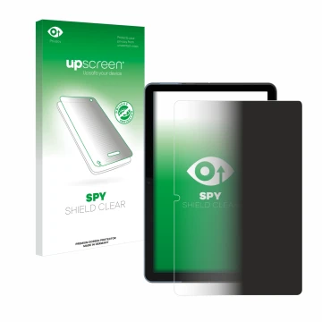 Face avant d’un emballage produit avec le logo de la marque upscreen. À côté, l’appareil Lenovo IdeaPad Duet Chromebook 10.1